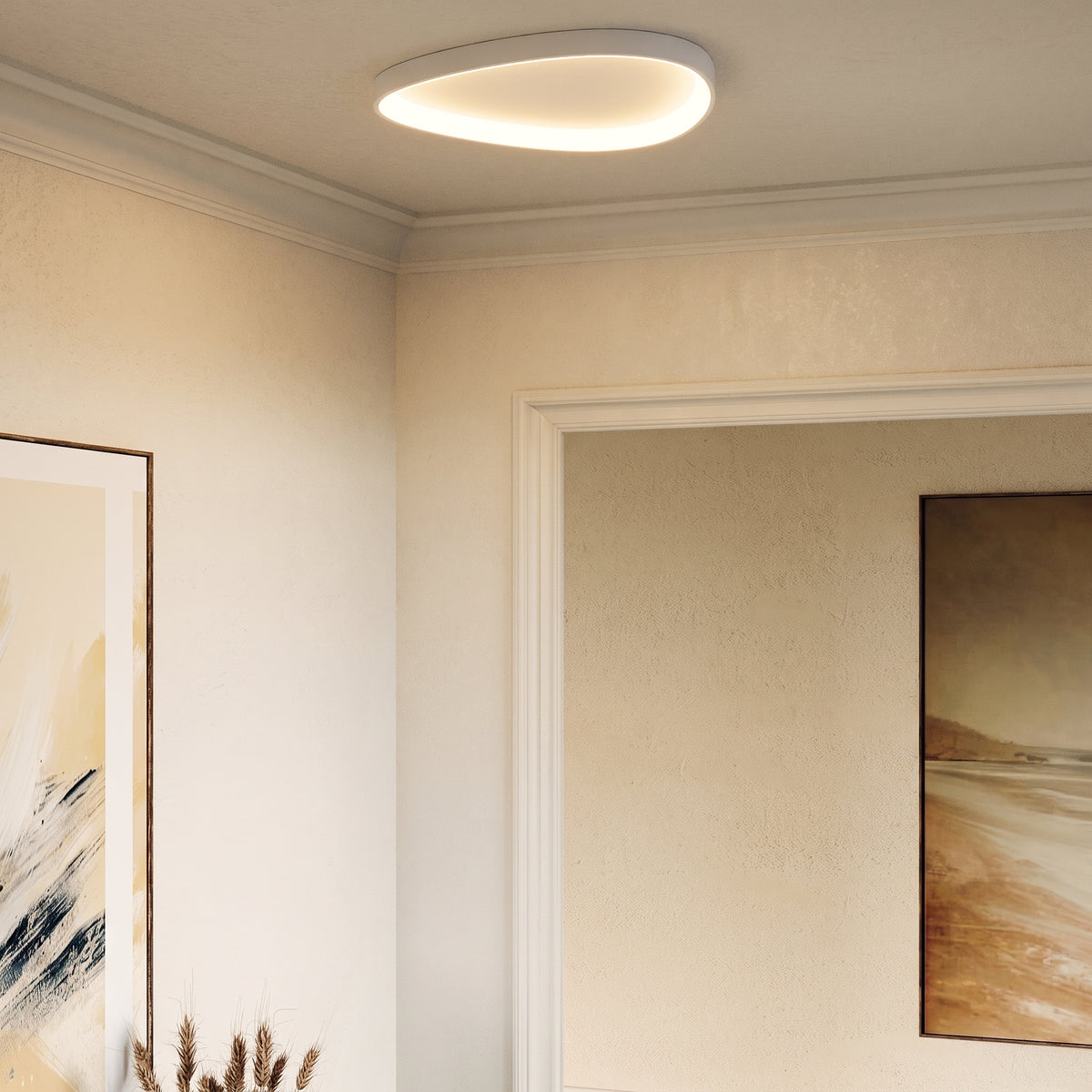 Single White Armure Ceiling Light With Remote Dimmer