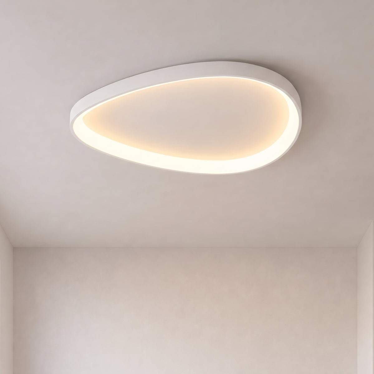 Single White Armure Ceiling Light With Remote Dimmer