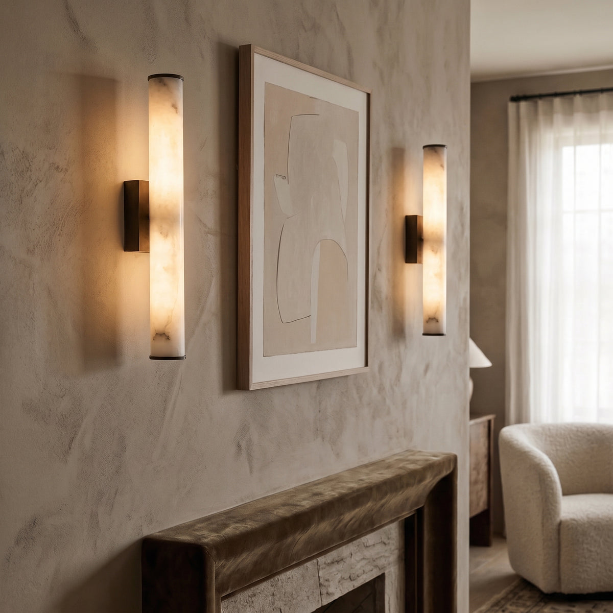 Solid Marble Cilinder Wall Light