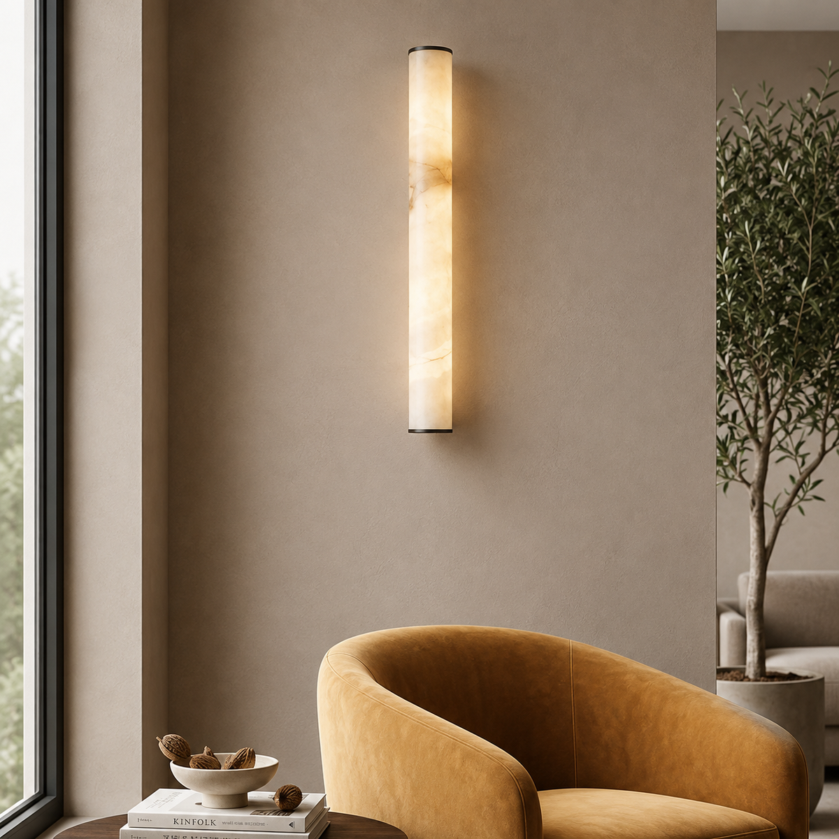 Solid Marble Cilinder Wall Light