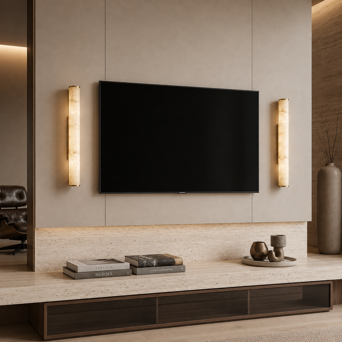 Solid Marble Cilinder Wall Light