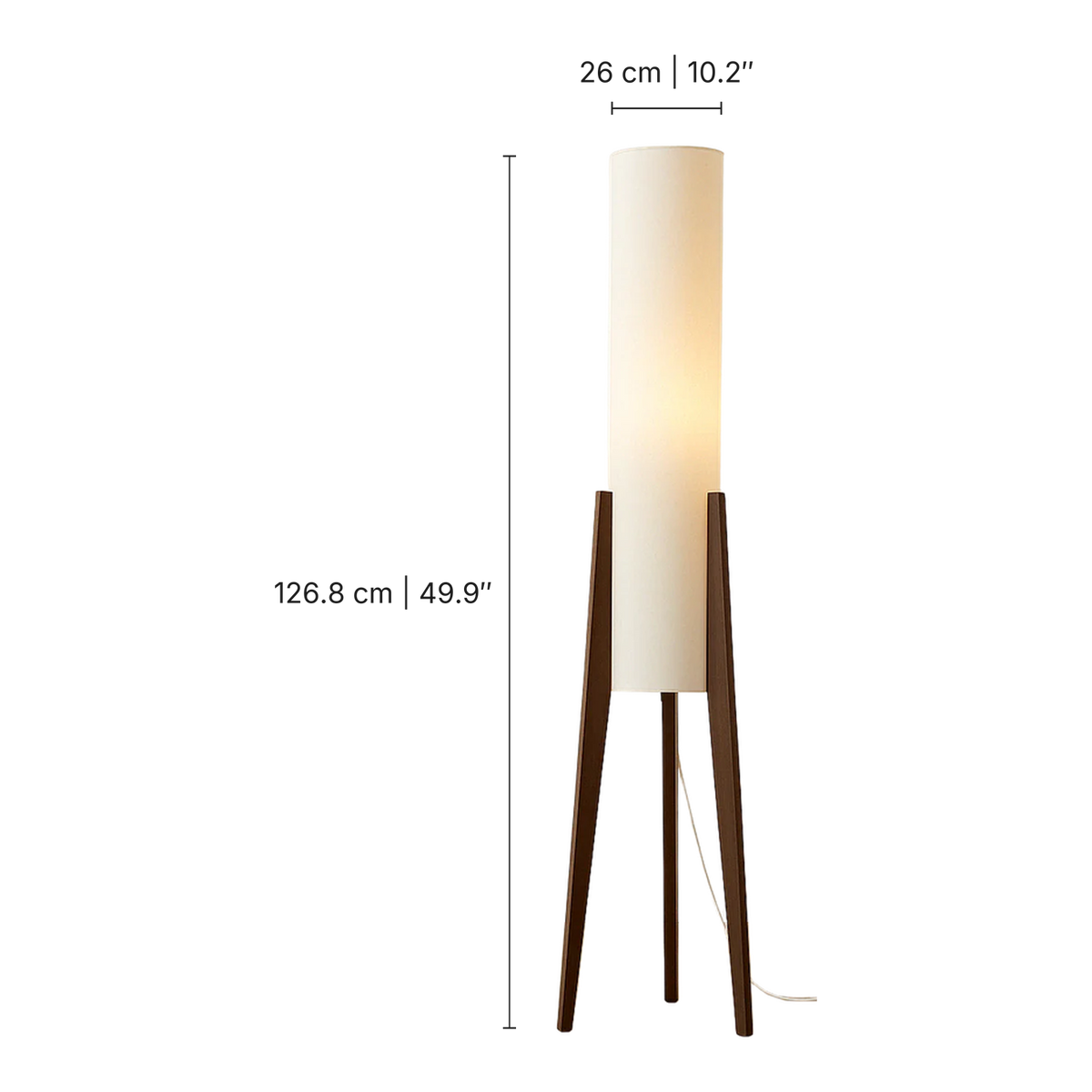 Solid Walnut Floor Lamp dimensions