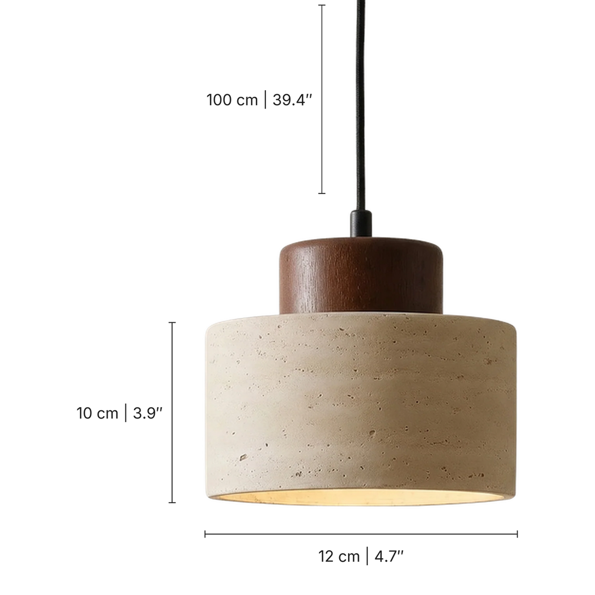 Travertine Stone Pendant Light dimensions