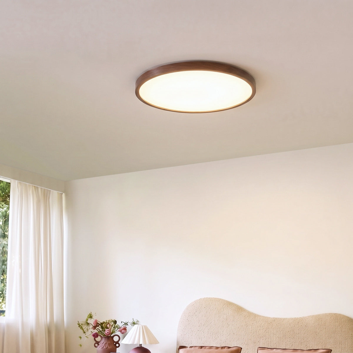 Walnut Ceiling Light With Remote Dimmer